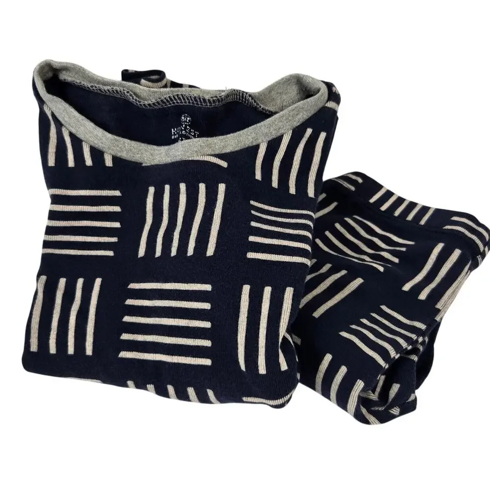 Honest Baby Organic Cotton Blue White Geometric Print Two Piece PJ Set Size 4T